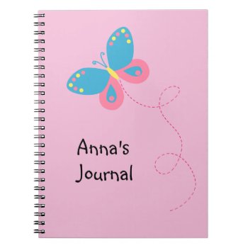 Cute Whimsical Butterfly Personalized Notebook by stripedhope at Zazzle