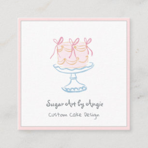 Cute Whimsical cake decorator bakery Square Business Card