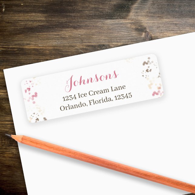 Cute Whimsical Calligraphy Sprinkle Return Address Label (Creator Uploaded)