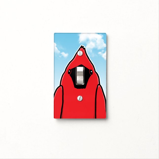 Cute Whimsical Cardinal Light Switch Cover (In Situ)