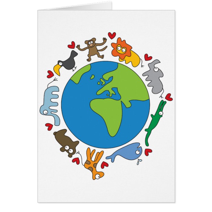 Cute Whimsical Cartoon Animals Of The World Card