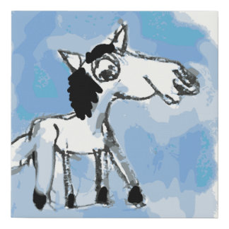 Cute Whimsical Cartoon Horse Canvas Wall Art Print