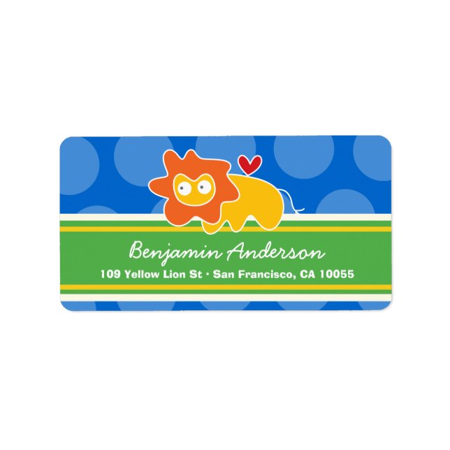 Cute Whimsical Cartoon Lion Address Labels (Front)