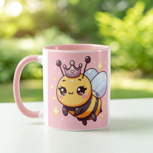 Cute Whimsical Cartoon Queen Bee Mug