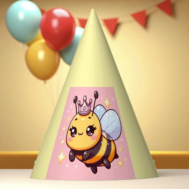 Cute Whimsical Cartoon Queen Bee Party Hat (Creator Uploaded)