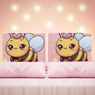 Cute Whimsical Cartoon Queen Bee Pillow Case