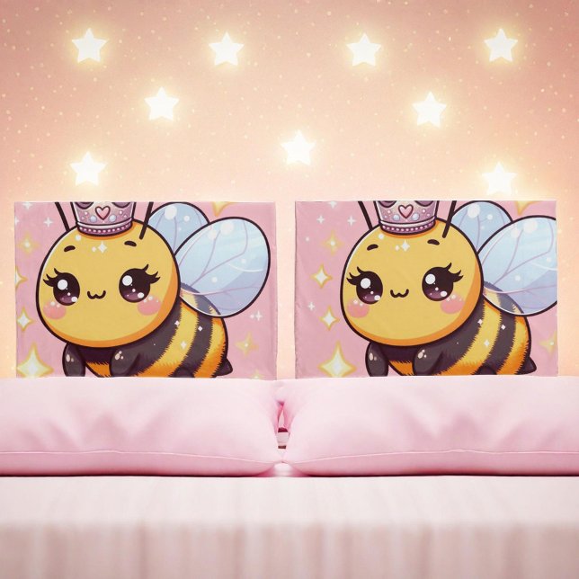 Cute Whimsical Cartoon Queen Bee Pillow Case (Creator Uploaded)