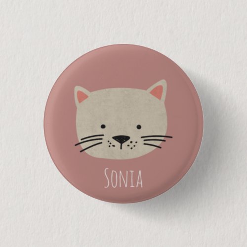 Cute Whimsical Cat Face Button