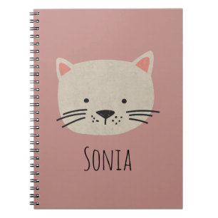 Cute Whimsical Cat Face Notebook