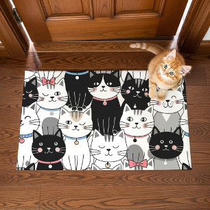 Cute Whimsical Cat Pattern Doormat