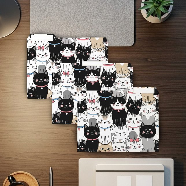 Cute Whimsical Cat Pattern File Folder (Creator Uploaded)