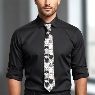 Cute Whimsical Cat Pattern Neck Tie