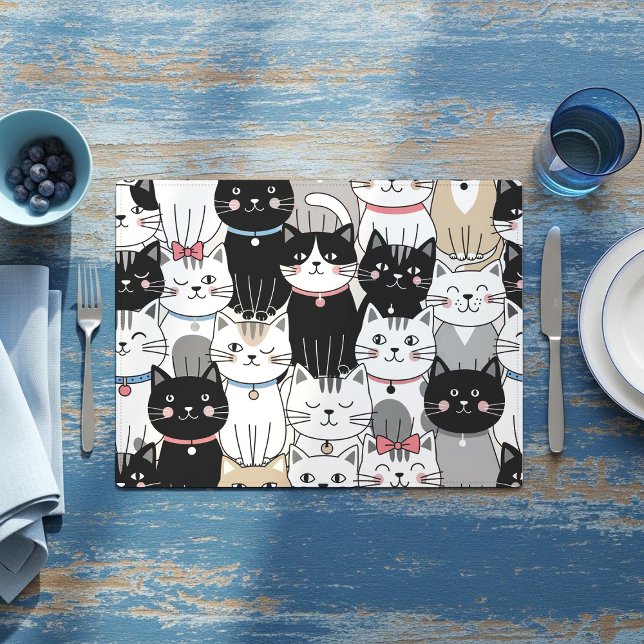 Cute Whimsical Cat Pattern Placemat (Creator Uploaded)