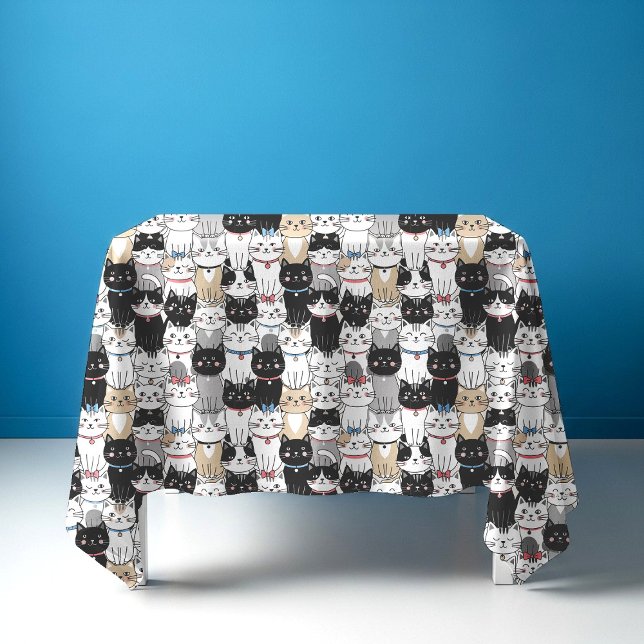 Cute Whimsical Cat Pattern Tablecloth (Creator Uploaded)