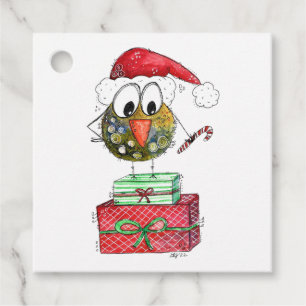 Cute Whimsical Christmas Bird Favor Tags