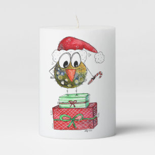 Cute Whimsical Christmas Bird Pillar Candle
