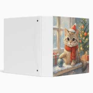 Cute Whimsical Christmas cat 3 Ring Binder