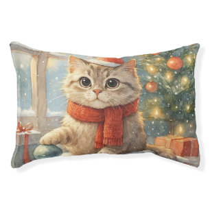 Cute Whimsical Christmas cat Pet Bed