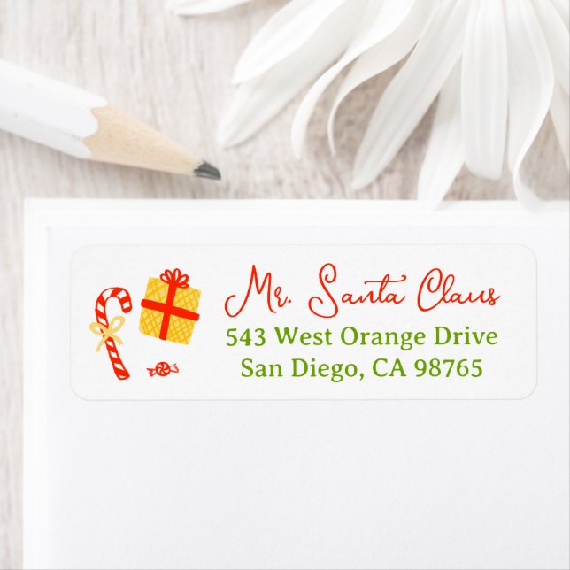 Cute Whimsical Christmas CUSTOM Return Address Label (Insitu)