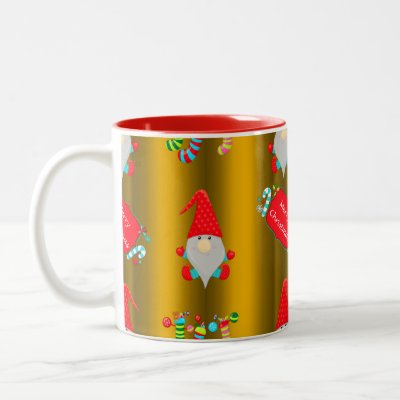 Cute Whimsical Christmas Elves Gold