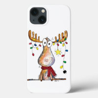Cute Whimsical Christmas Moose