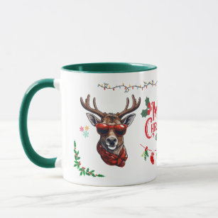 Cute Whimsical Christmas Moose - Cool Moose Mug