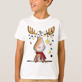 Cute Whimsical Christmas Moose T-Shirt