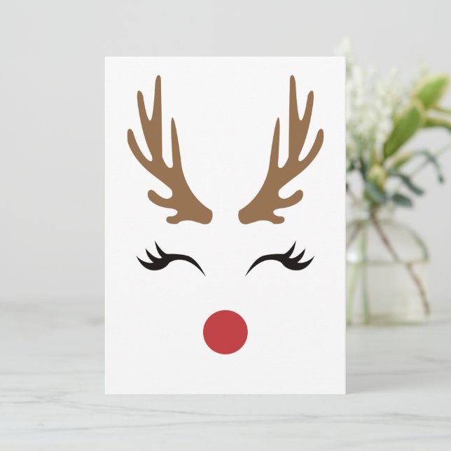 Cute Whimsical Christmas  Reindeer Slay Holiday Card (Standing Front)