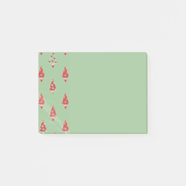 Cute Whimsical Christmas Tree Pattern Post-it Notes (Front)