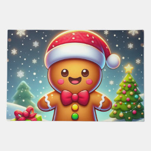 Cute Whimsical Christmas/winter gingerbread man Doormat