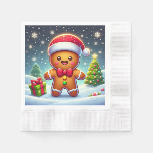Cute Whimsical Christmas/winter gingerbread man Napkins