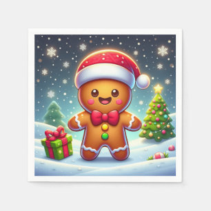 Cute Whimsical Christmas/winter gingerbread man Napkins