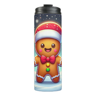 Cute Whimsical Christmas/winter gingerbread man Thermal Tumbler