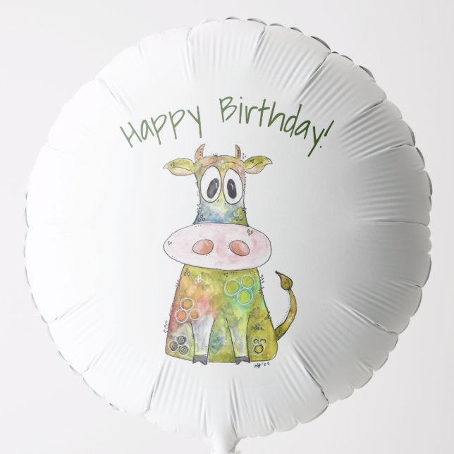 Cute Whimsical Colorful Cow Balloon (Front)