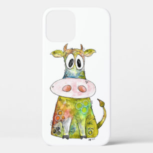 Cute Whimsical Colorful Cow iPhone 12 Case