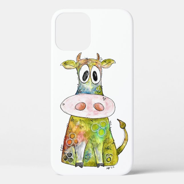 Cute Whimsical Colorful Cow Case-Mate iPhone Case (Back)