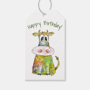 Cute Whimsical Colorful Cow Gift Tags