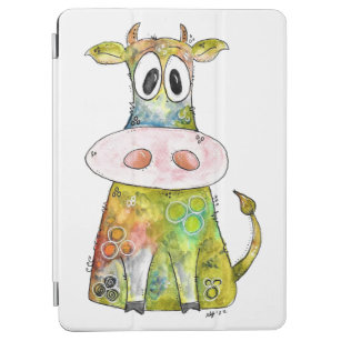 Cute Whimsical Colorful Cow iPad Air Cover