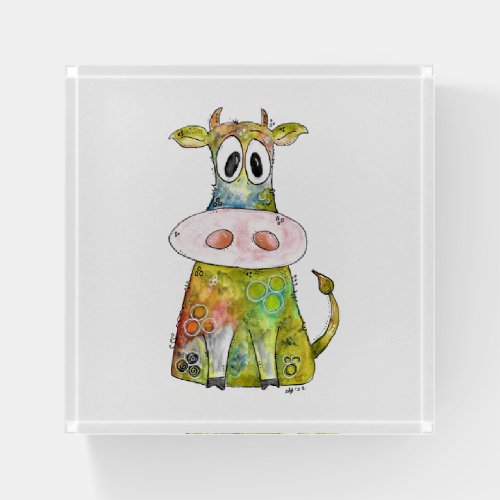 Cute Whimsical Colorful Cow Paperweight