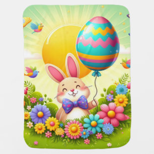 Cute, whimsical & colorful Easter bunny Baby Blanket