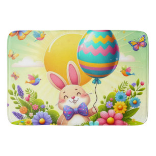 Cute, whimsical & colorful Easter bunny Bath Mat