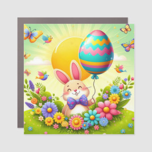 Cute, whimsical & colorful Easter bunny Car Magnet