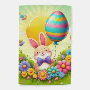 Cute, whimsical & colorful Easter bunny Garden Flag