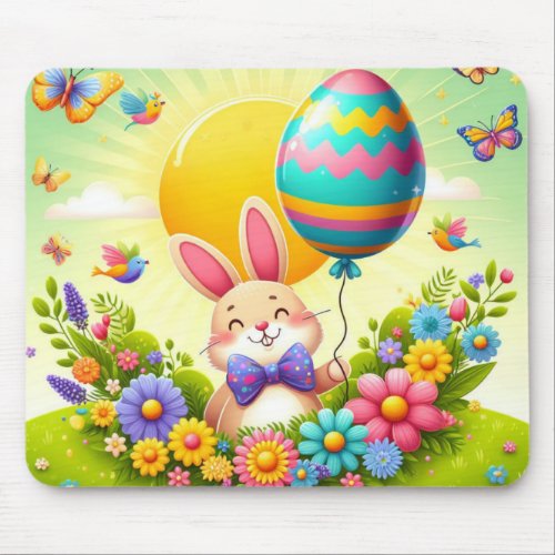 Cute whimsical  colorful Easter bunny Mouse Pad
