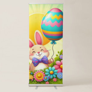 Cute, whimsical & colorful Easter bunny Retractable Banner