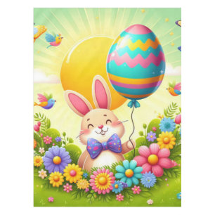 Cute, whimsical & colorful Easter bunny Tablecloth