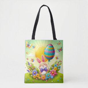 Cute, whimsical & colorful Easter bunny Tote Bag