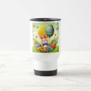 Cute, whimsical & colorful Easter bunny Travel Mug