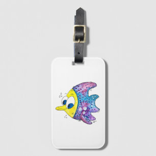 Cute Whimsical Colorful Fish Luggage Tag