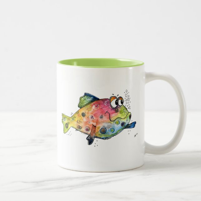 Cute Whimsical Colorful Fish Two-Tone Coffee Mug (Right)
